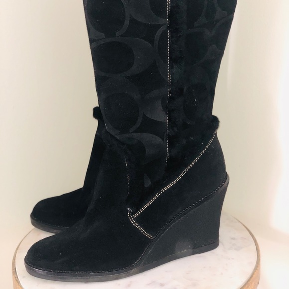 Coach Leather and Suede CC Embossed Boots - Picture 2 of 4
